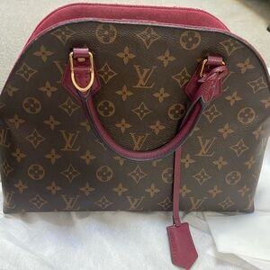 Louis Vuitton Monogram Brown and Red Satchel